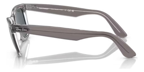 Gafas de sol Ray-ban - Wayfarer - Rb2140 1355r5 50 con montura gris sobre varilla gris transparente sobre lente azul transparente, diseño cuadrado