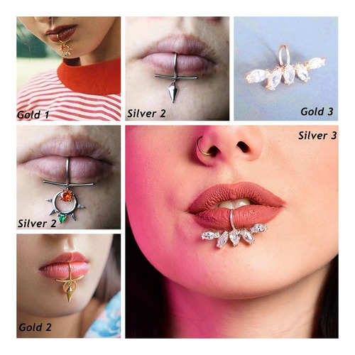 Anillo Para Labios Falso, Piercing De Labret Falso, Sin Pier