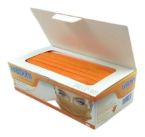 Cubreboca Econoply 3 Pliegues Ambiderm Colorfull Caja C/50 Color Naranja