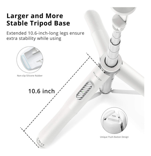 Trípode Para Celular Atumtek 2 En 1, Bluetooth 130 Cm Blanco