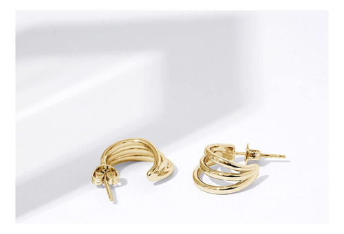 Aro Triple Dividido Essentials Chapado En Oro De 14 Oro