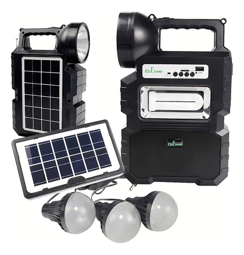 Kit Solar De Camping Emergencia Bluetooth+radio+linterna+usb