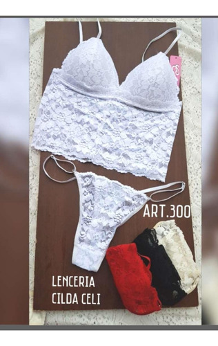 Conjunto Celi Unid Soft C/push Up + Less Reg Art 300 Negro Puntilla 90