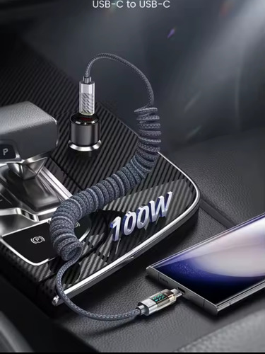 Cable Retractil D Carga Rápid /trasmisión Datos Toocki 100w Azul Acero