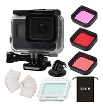 Comprar Accesorios Sruim Para Gopro Hero (2018) Hero7 Black Hero6 Black Hero5 Black Con Carcasa Protectora De Buceo Impermeable Al Agua, Soporte Y Filtro Para Gopro (rojo Y Morado)