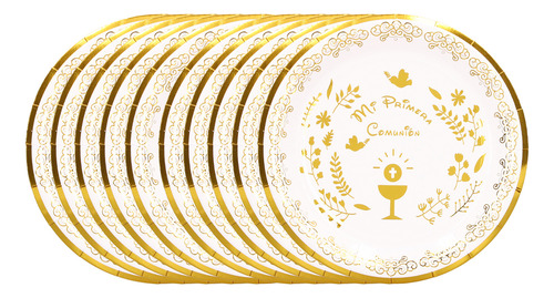 10 Platos De Papel Para Bautizo, 7 Pulgadas, Dios Los Bendig