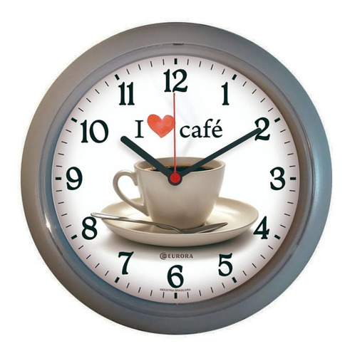 Relógio De Parede Sala De Estar, Cozinha Eurora Hora Do Café Cor Cinza