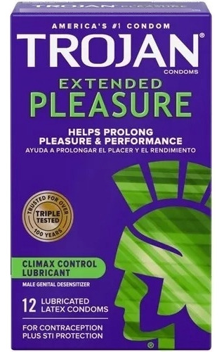 Condones Trojan Extended Pleasures 12 Pzas Retardantes