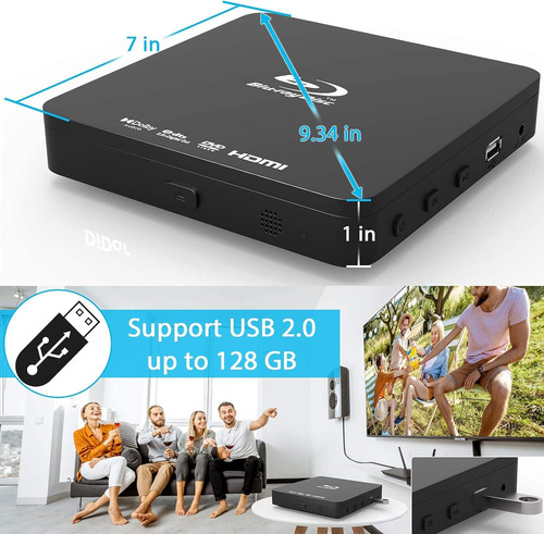 Reproductor De Dvd Blu-ray Hd Did A R Super Mini 1080p Con C