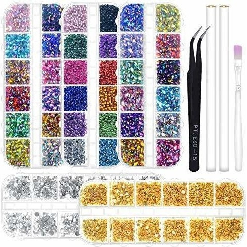 Anezus 6800 Unids Nail Art Pedreria Piedra Gemas Kit De Dise