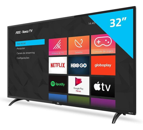Imagem 2 de 8 de Smart Tv Aoc 32s6500s Roku Led 32 Polegadas Hd 3 Hdmi