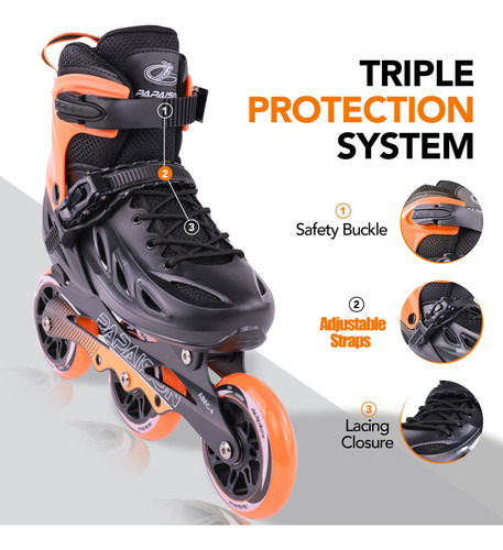 Patines En Línea Ajustables Para Adultos 3 Ruedas 100 Mm