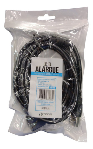 Cable Extension Usb 2 Mts Alargue Termosellado Auri Mou Tec Color Negro