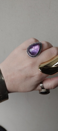 Anillo Hindú Piedra Amatista Xl Regulable