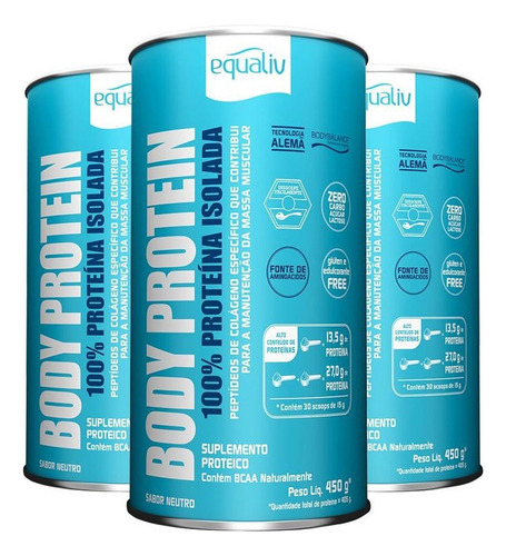 Kit 3 Body Protein Equaliv 450g Neutro
