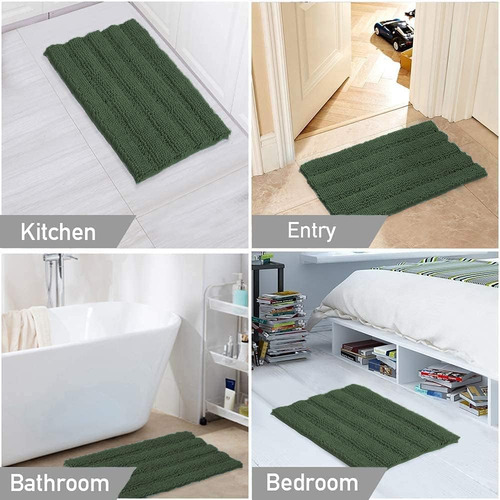Alfombras De Baño De Chenilla Turquesa, Peludas, No Resbalad