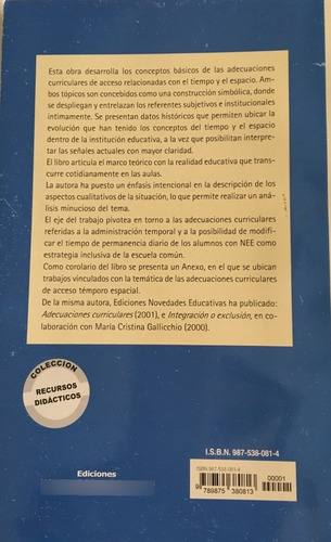 Libro Adecuaciones Curriculares Del Tiempo Y Del Espacio Esc