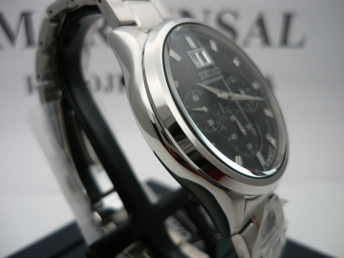 Seiko Neo Clasico Cronografo Negro Wr100 Spc083 Fotos Reales Acero Cepillado Acero Pulido Negro