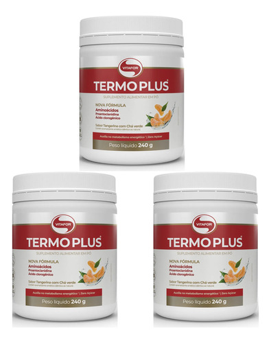 Kit 3x Termo Plus Tangerina Com Chá Verde 240g Vitafor