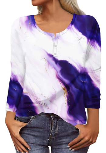 Sudadera Manga Larga Boton Para Mujer Cuello Redondo Suave