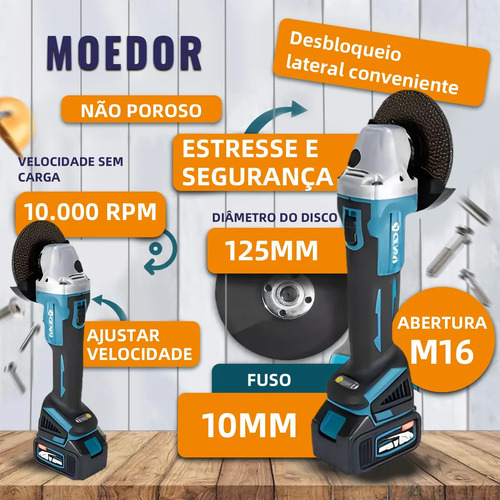 Kit 4 Ferramentas Sem Fio 68v Furadeira Martelete Lixadeira