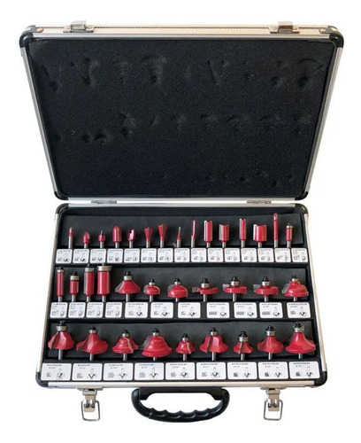 Kit Com 35 Fresas Para Tupia 6mm Maleta Alumínio Charbs