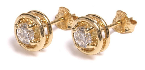 Imagen 3 de 5 de Arete De 14k Oro Amarillo 1.25 Grs Con Brillantes 45pts.