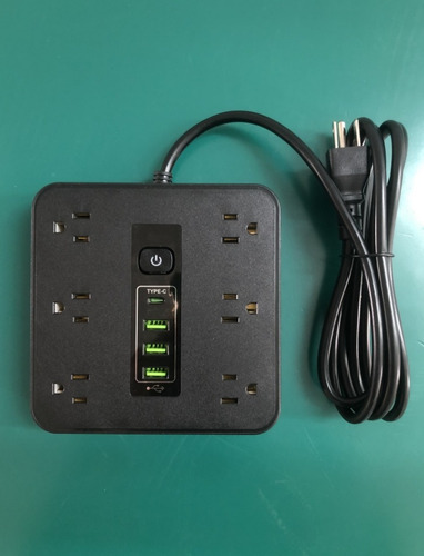 1 Regleta Multicontacto Extension Usb, Con12 Salidas Ca Y 3 Puertos Usb (1 Usb C), Enchufe/conector Multiple, 2 M Extension Electrica, Para Dormitorio, Casa, Dorm, Oficina (negro