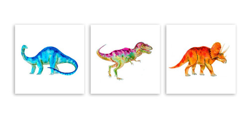 Cuadro Dinosaurio Para Recámara Niño Colores Set 3
