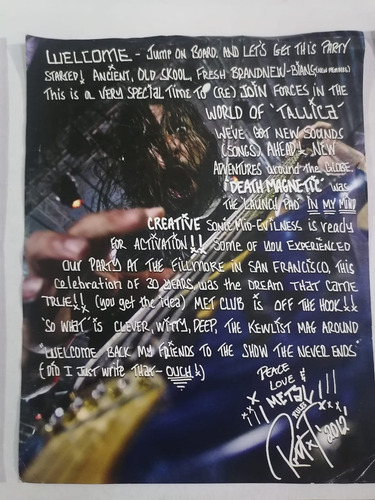 Metallica 4 Cartas De Presentacion Fan Club 2009-12-13-15 (Usado)