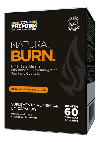 Natural Burn - Com Cafeína, Taurina e HMB Vita Premium 60cps