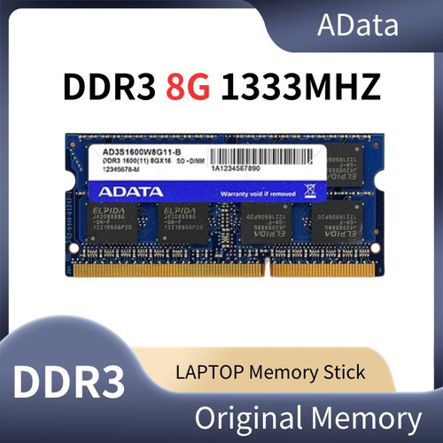 Tarjeta De Memoria Portátil Adata Pc3-12800, 8 Gb, Ddr3, 160