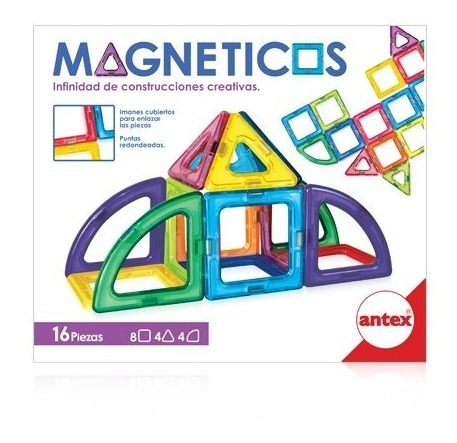 Juego De Construcción Magnéticos 16 Pz Con Imanes Antex 1260