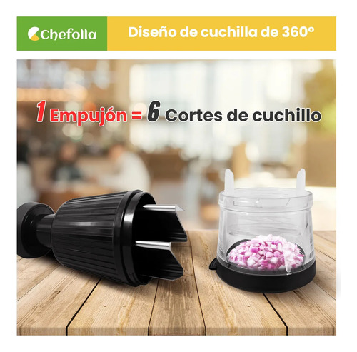 Chefolla Food Chopper De Presión, Picadora Cortador Rallador Manual De Verduras, Para Verduras, Cebollas, Ajo, Nueces, Ensaladas, 1 Vez De Presión Para 6 Cortes, Grosor De Los Cortes Ajustable