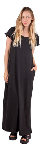 Maxi Vestido Mujer Moda Verano Casual Algodon Liso Plus Size
