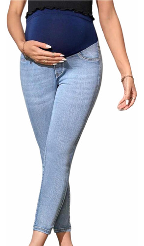 Maternal Jeans  Elasticados Con Cintura Ancha