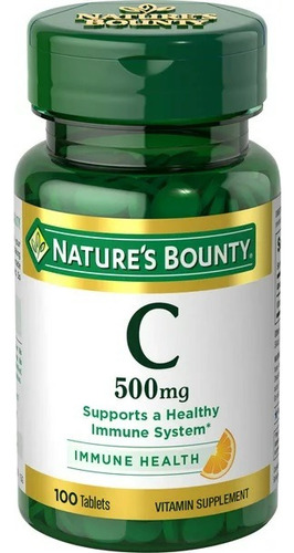 Vitamina C Nature's Bouty, 500 mg, 100 cápsulas, sabor Imp Eua, sin sabor