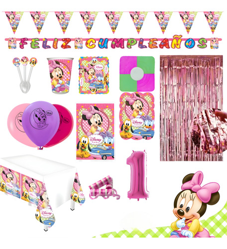 Kit Infantil Decoración Fiesta - Baby Minnie Mouse X36 Inv