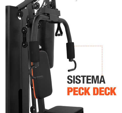 Gimnasio Multifuncional Jungla de Ejercicio LEVERKUSEN Estación Gym Boxeo Dominadas Predicador Poleas Estructura Negro Tapizado Negro
