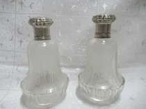 Comprar Antiguo Par Perfumeros Botellas Cristal Y Plata 800 (15100)