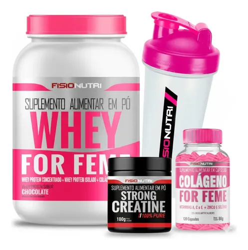 Combo Feminino 1 Whey + 1 Colágeno + 1 Creatina + Brinde