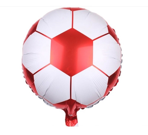 10 Balão Metalizado Bola De Futebol Vermelho 45cm