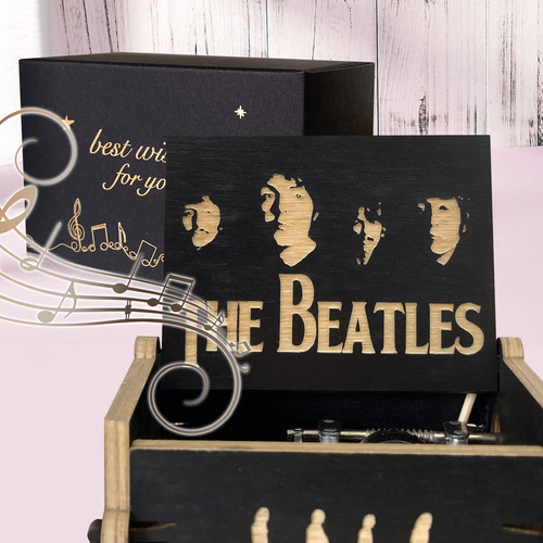 Caja De Música Clásica De Madera Tallada Melodía Beatle