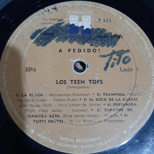 Sin Tapa Disco Los Teen Tops A Pedido Bi0