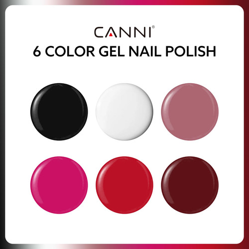 Conjunto De Esmaltes Em Gel Canni 9 Ml Sem Hema, 6 Cores Soa