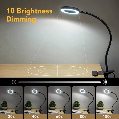 Clipe De Lâmpada De Mesa De 48 Led Com 5x Lupa, Luz De Aumen