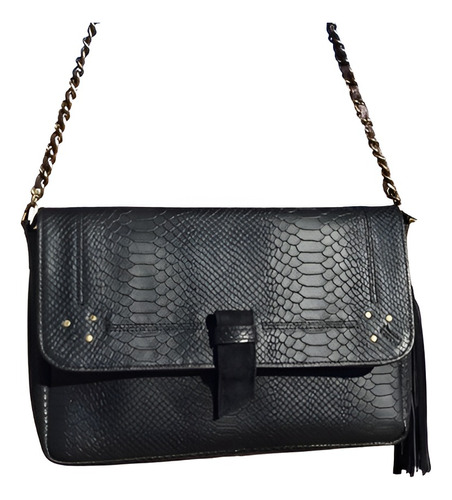 Cartera Bolso Susi Cuero Croco Negro Alfonsina Multistore