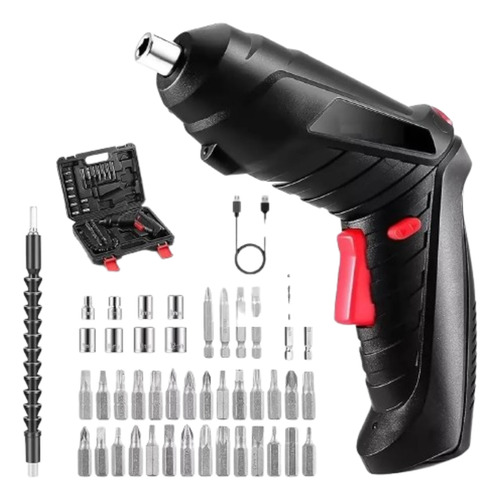 Destornillador Eléctrico Recargable Con Juego Herramientas Negro 50