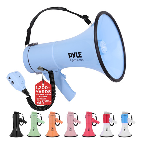 Megafone Pyle 50w Bullhorn Com Sirene, Entrada Auxiliar E Al