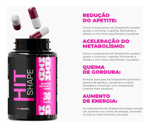 Kit 3 Potes Emagrecedor Hit Shape Perca Peso Sem Esforço